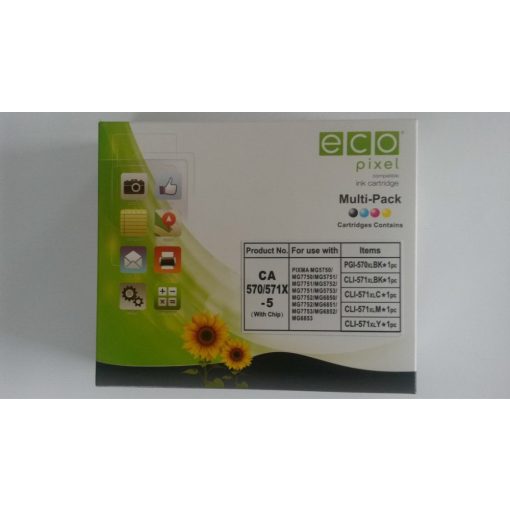 CANON CLI571XL Multipack BKCMY 5db-os /FU/ ECOPIXEL BRANDPGI570BK,CLI571BK,CLI571C,CLI571M,CLI571Y