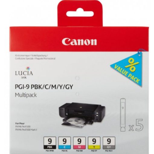 Canon PGI9 Genuin PBK/C/M/Y/GY Multipack Ink Cartridge