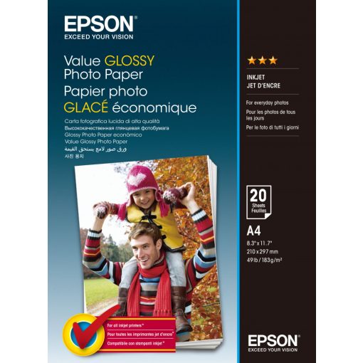 Epson A/4 Gazdaságos Fényes Fotópapír 20 lapos 183g