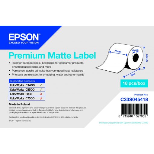 Epson 76mm*35m matt inkjet címke