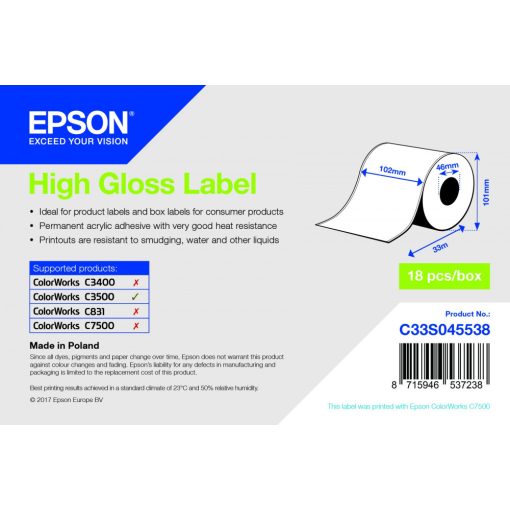 Epson 102mm*33m magasfényű címke