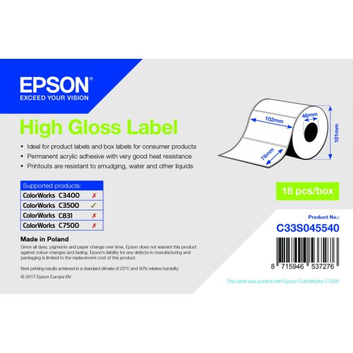 Epson 102mm x 76mm, 415 magasfényű címke