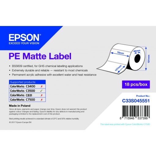 Epson 76mm*127mm,220 matt inkjet címke