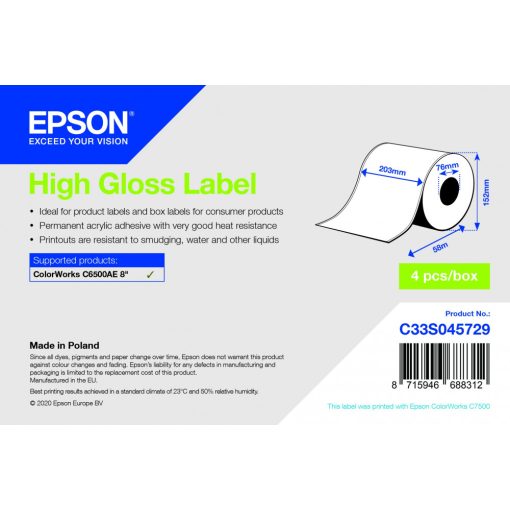 Epson 203mm X 58m magasfényű címke