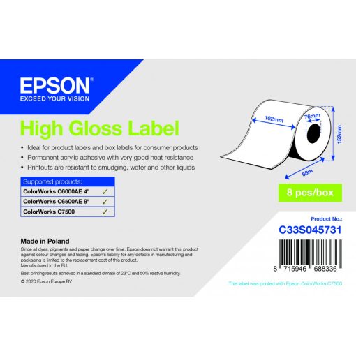 Epson 102mm X 58m high gloss címke