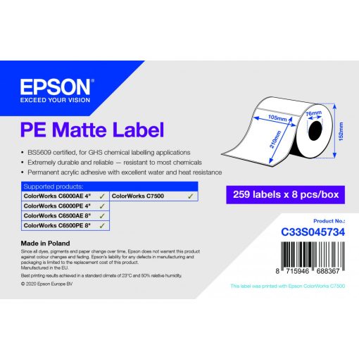 Epson 105mm X 210mm 259 matt címke