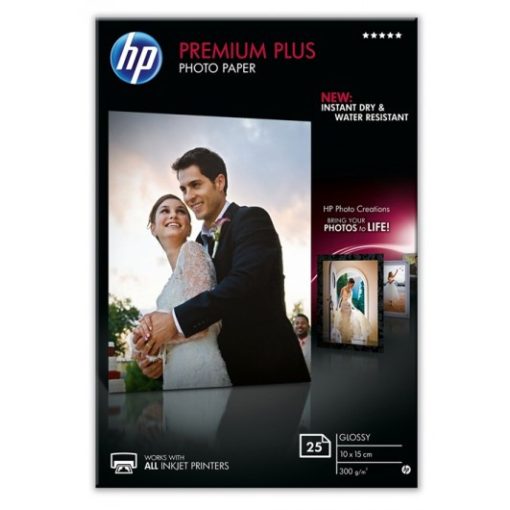 HP 10x15 Premium Plus Fényes Fotópapír 25lap 300g (Genuin)