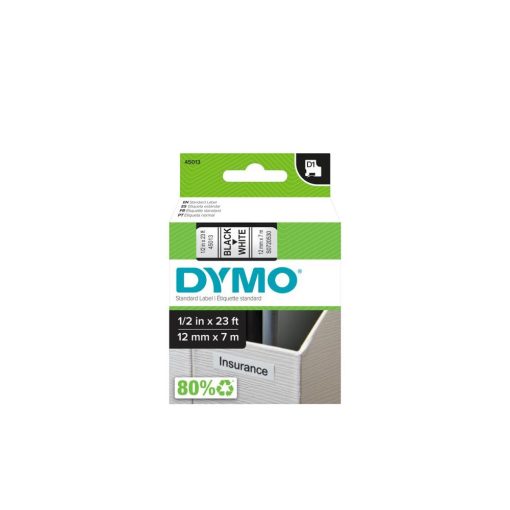 Feliratozógép szalag Dymo D1 S0720530/45013 12mmx7m, ORIGINAL, fekete/fehér 