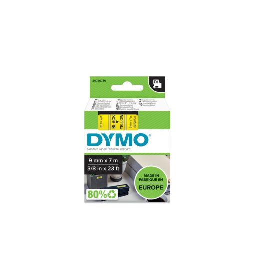 Feliratozógép szalag Dymo Letratag S0720730/40918 9mmx4m, ORIGINAL, fekete/sárga 