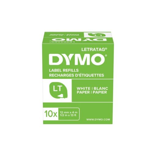 Feliratozógép szalag Dymo Letratag S0721510/59421 papír 12mmx4m, ORIGINAL, fehér 