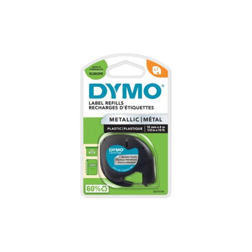 Feliratozógép szalag Dymo Letratag műanyag S0721730 12mmx4m, ORIGINAL, ezüst 