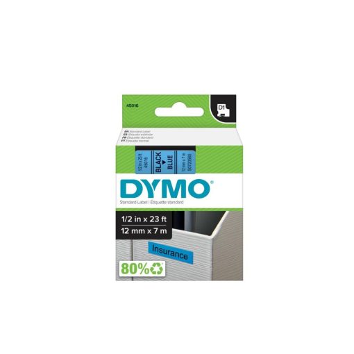 Feliratozógép szalag Dymo D1 S0720560/45016 12mmx7m, ORIGINAL, fekete/kék 